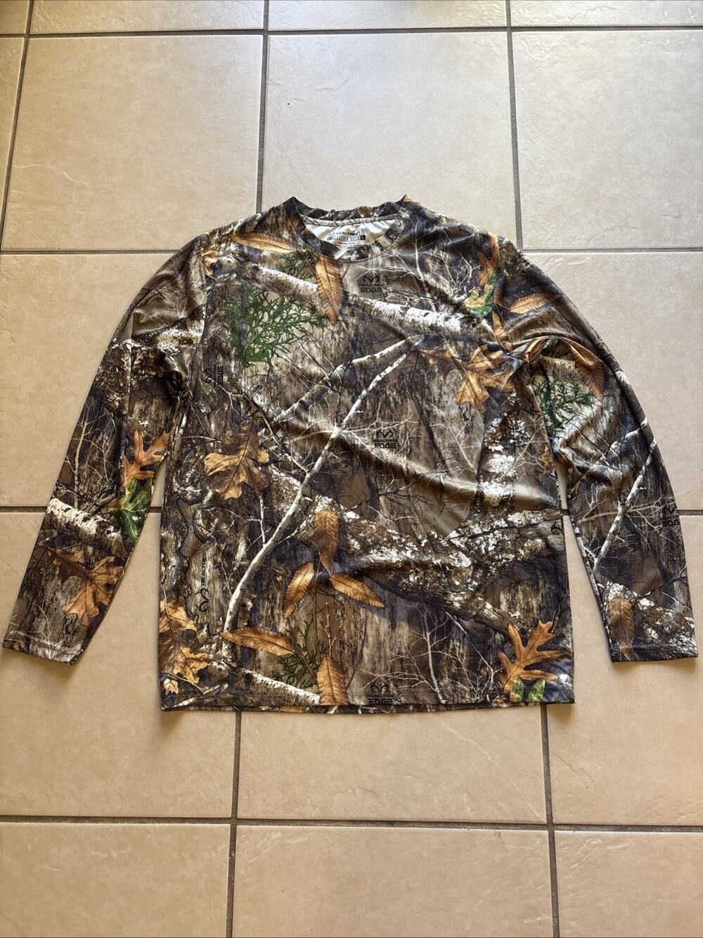 Mens Large Realtree Hardwoods Camo Long Sleeve T-Shirt 100% Polyester RN 120422